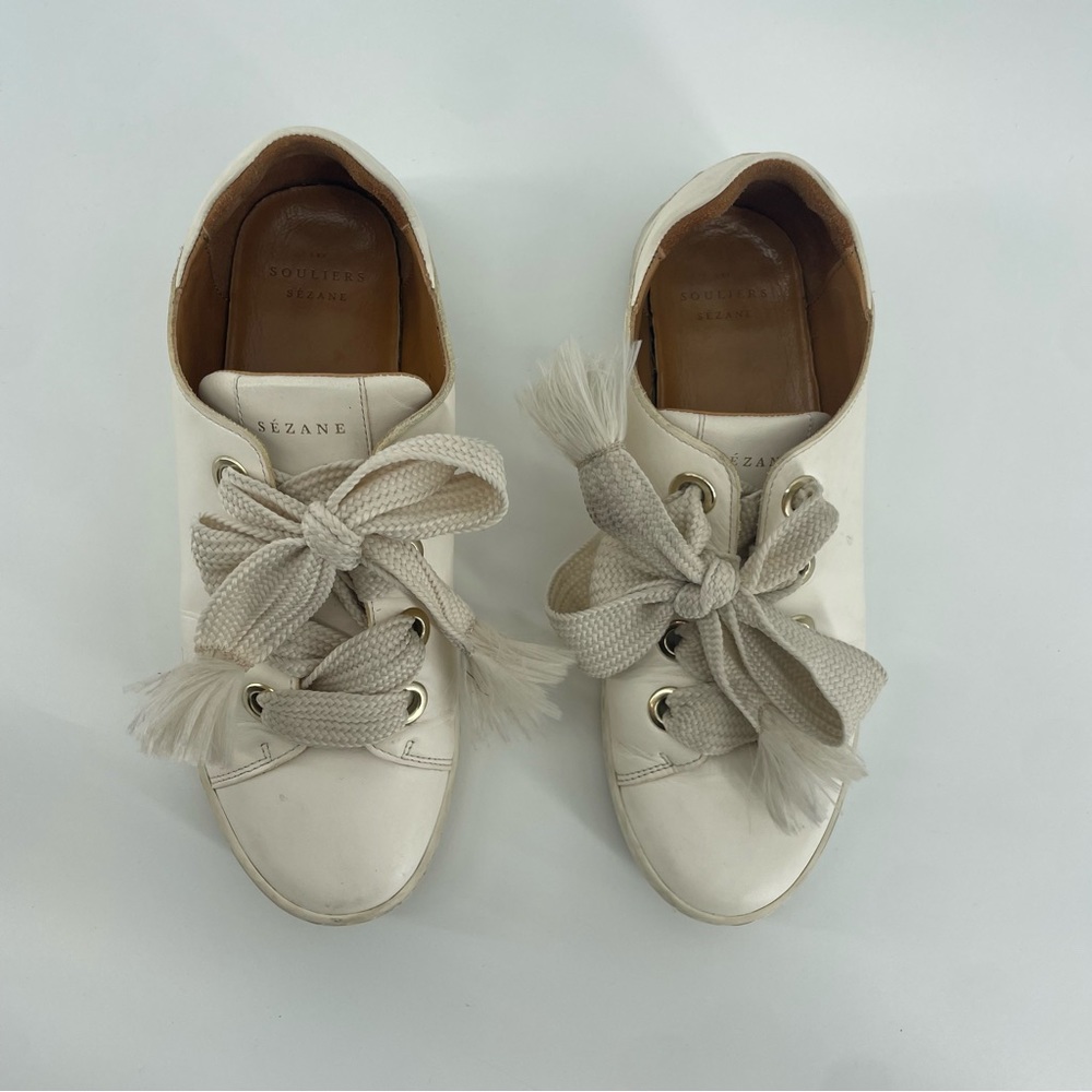 Sezane Cream Sneakers with Bow Detail - Picture 9 of 9